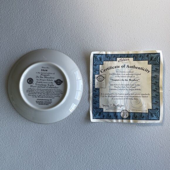 August - In The Meadow Plate Cat Kitten By Jurgen Scholz Timeless Tails 1999 - Picture 2 of 10